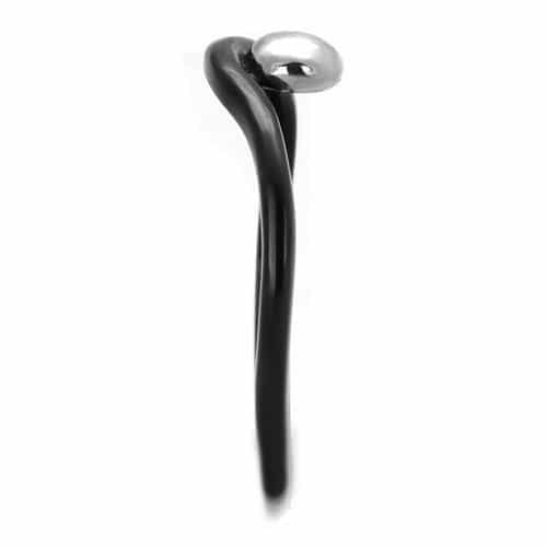 Stainless Steel Black IP Pearl Open Ring | The Stainless Jewelry view 8