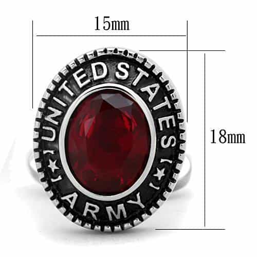 Stainless Steel US Army Red Crystal Oval Cufflink Bracelet view 2