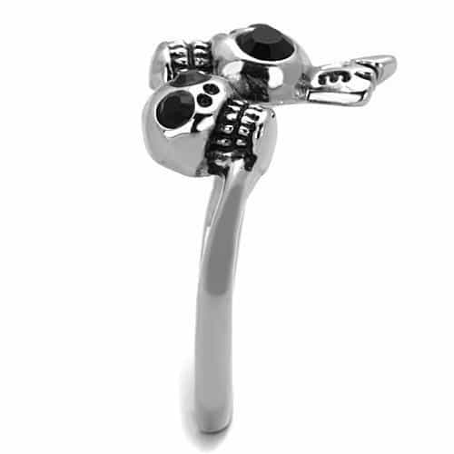 Stainless Steel Love Text Dual Skull Open Ring view 8