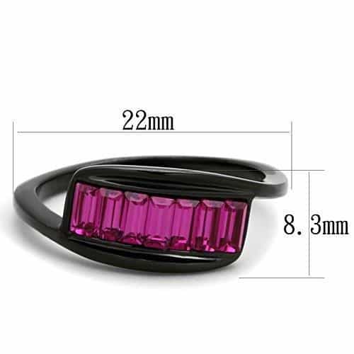Stainless Steel Black IP Pink Baguette Channel Band Ring view 6