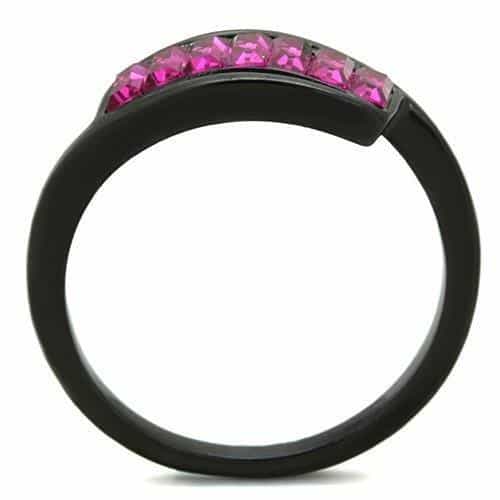 Stainless Steel Black IP Pink Baguette Channel Band Ring view 7
