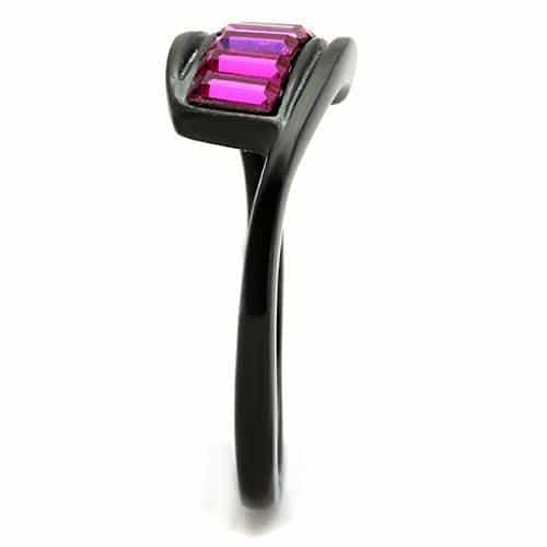 Stainless Steel Black IP Pink Baguette Channel Band Ring view 4