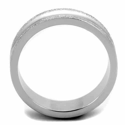Stainless Steel Sandblast Stripe Band Ring view 7