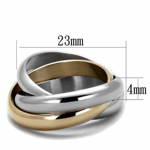 Stainless Steel Tri Color Trinity Rolling Band Ring view 6