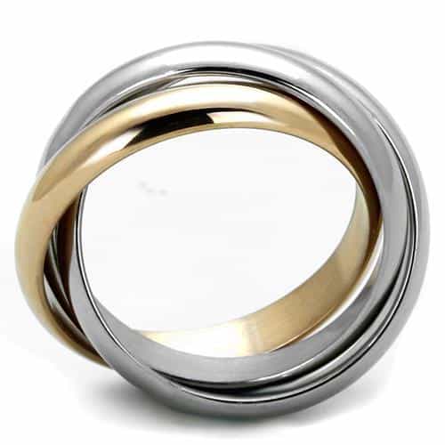 Stainless Steel Tri Color Trinity Rolling Band Ring view 7