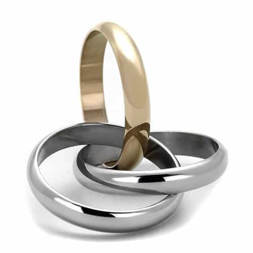 Stainless Steel Tri Color Trinity Rolling Band Ring view 4