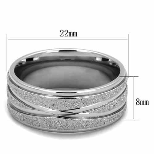 Stainless Steel Matte Sandblast Stripe Step Band Ring view 2