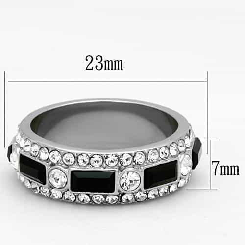 Stainless Steel Black Onyx Baguette CZ Eternity Band Ring view 6
