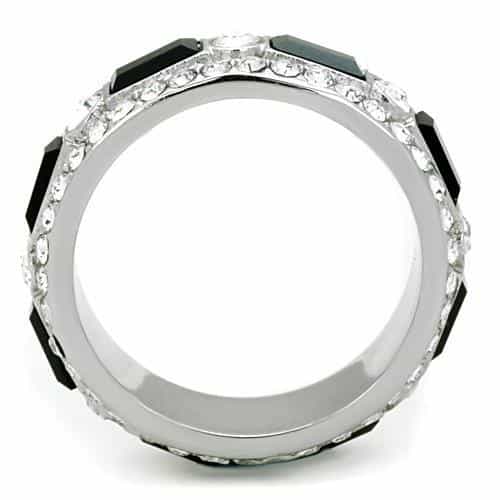 Stainless Steel Black Onyx Baguette CZ Eternity Band Ring view 7