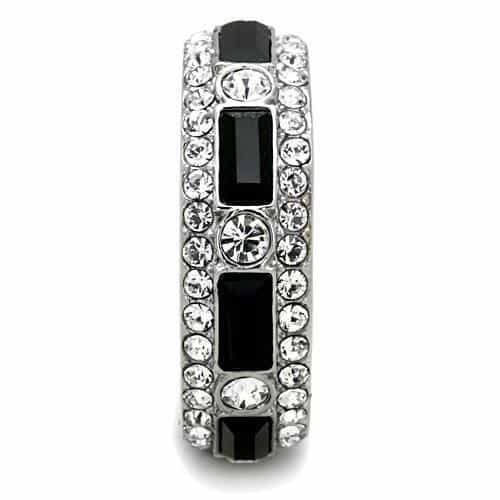 Stainless Steel Black Onyx Baguette CZ Eternity Band Ring view 8