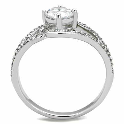 Stainless Steel CZ Round Pave Split Halo Ring view 7