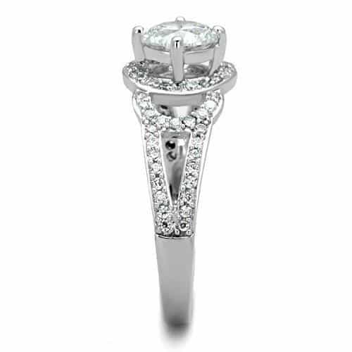 Stainless Steel CZ Round Pave Split Halo Ring view 4