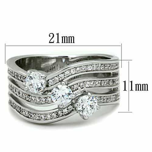Stainless Steel CZ Round Pave Swirl Multi Band Bridal Set Ring view 6