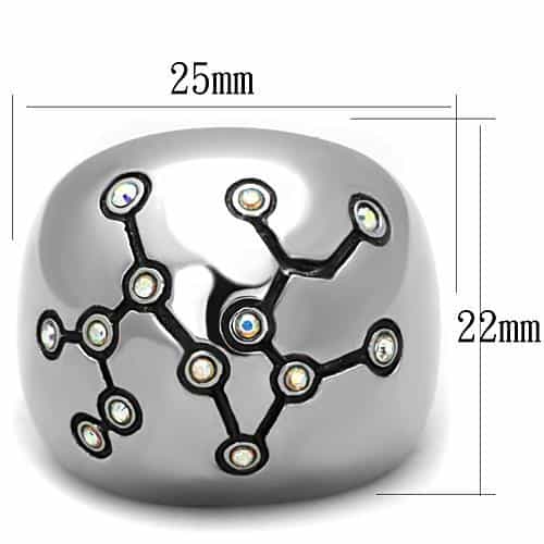 Stainless Steel Constellation Pattern CZ Dome Ring view 2