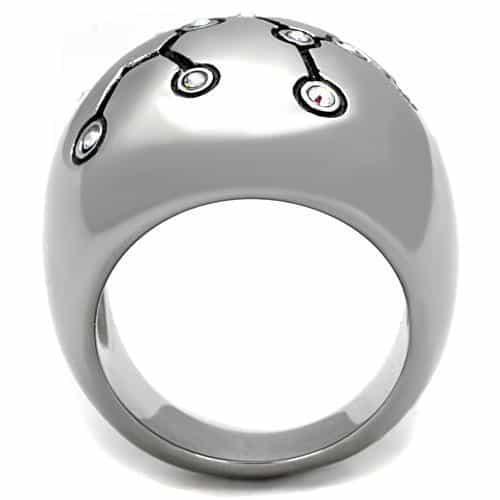 Stainless Steel Constellation Pattern CZ Dome Ring view 7
