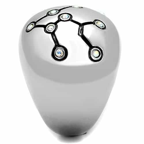 Stainless Steel Constellation Pattern CZ Dome Ring view 8