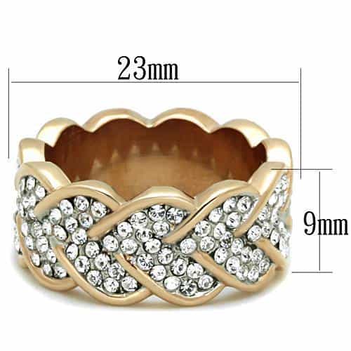 Stainless Steel Rose Gold CZ Pave Infinity Braided Wide Ring view 6