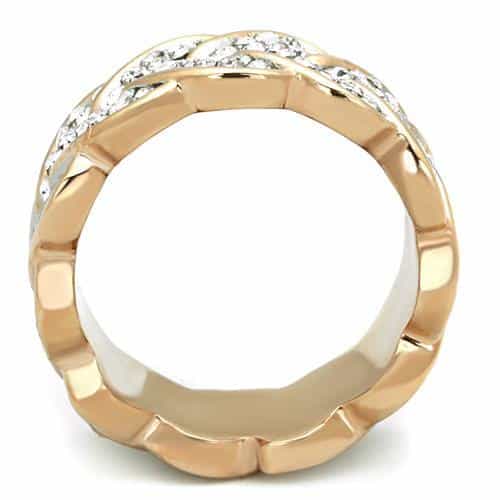 Stainless Steel Rose Gold CZ Pave Infinity Braided Wide Ring view 7