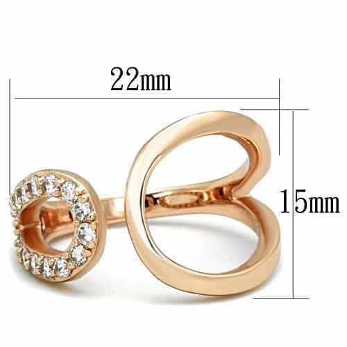 Stainless Steel Rose Gold CZ Pave Open Loop Cocktail Ring view 6