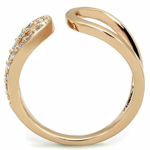 Stainless Steel Rose Gold CZ Pave Open Loop Cocktail Ring view 7