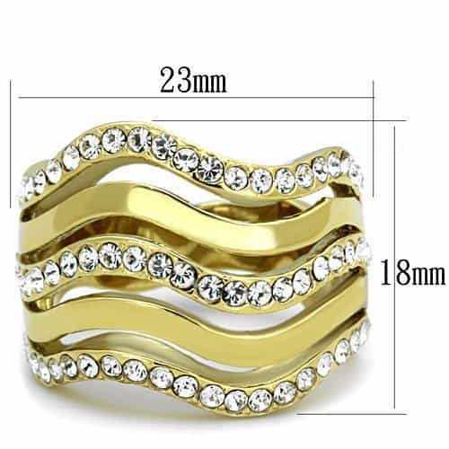 Stainless Steel CZ Wave Triple Row Ring | The Stainless Jewelry view 6