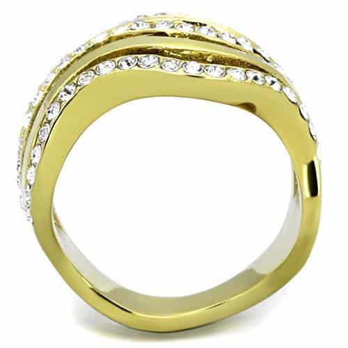 Stainless Steel CZ Wave Triple Row Ring | The Stainless Jewelry view 7