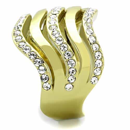 Stainless Steel CZ Wave Triple Row Ring | The Stainless Jewelry view 8