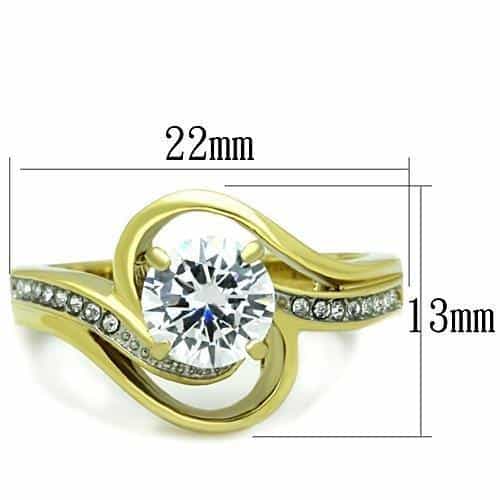 Stainless Steel Solitaire Pavé Accent Ring view 2