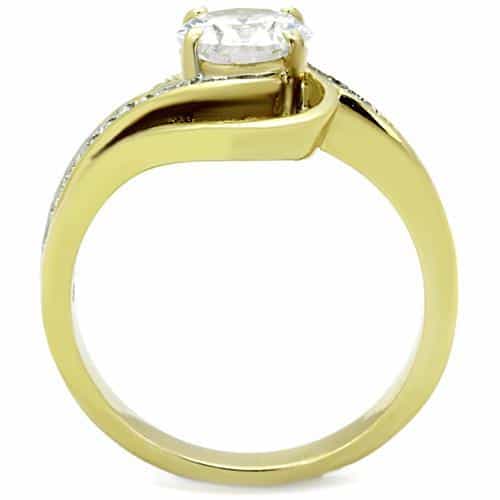 Stainless Steel Solitaire Pavé Accent Ring view 7