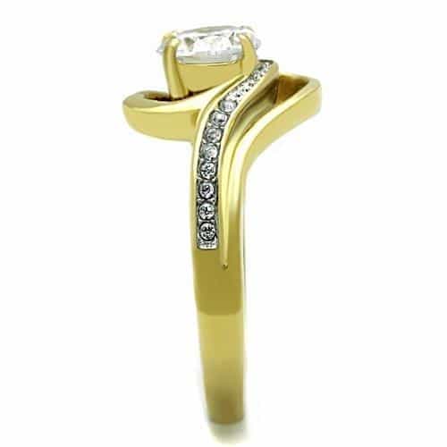 Stainless Steel Solitaire Pavé Accent Ring view 8