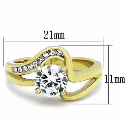 Stainless Steel Gold CZ Round Channel Split Bypass Ring view 6