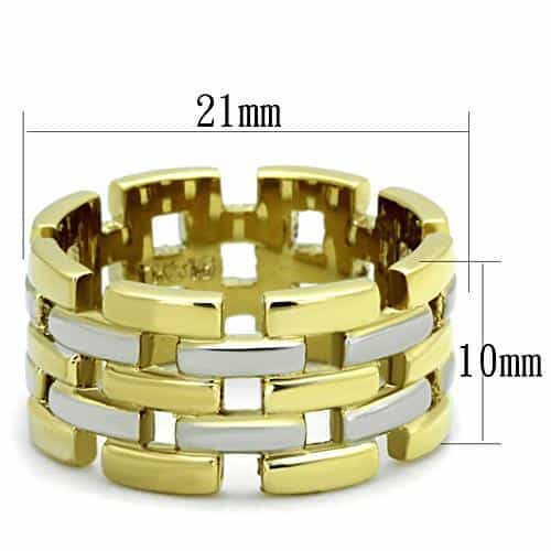Stainless Steel Gold Silver Basket Weave Wide Band Ring view 2