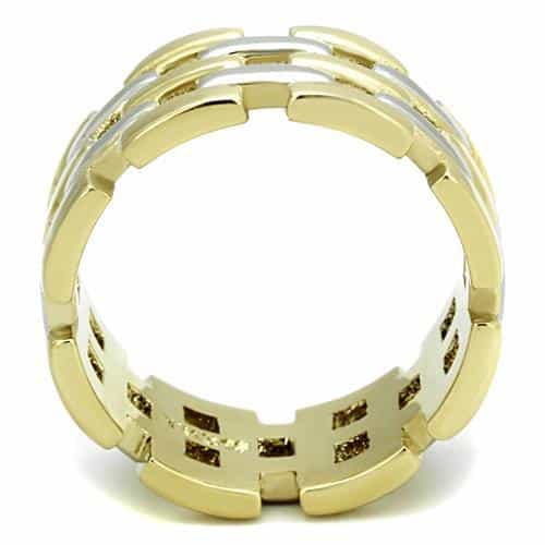 Stainless Steel Gold Silver Basket Weave Wide Band Ring view 7