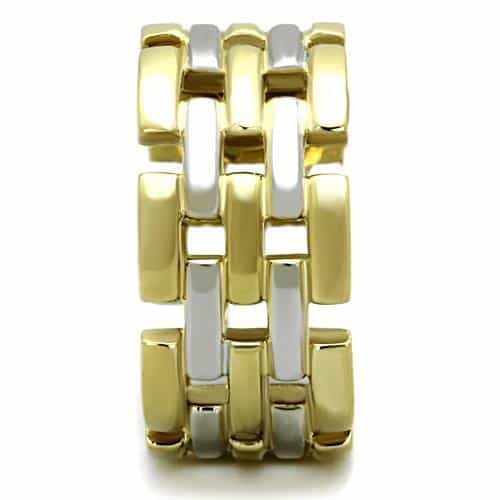 Stainless Steel Gold Silver Basket Weave Wide Band Ring view 4