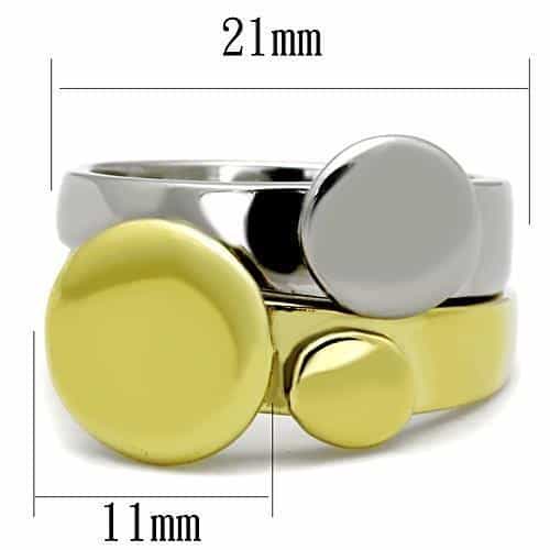 Stainless Steel Gold IP Two-Tone Disc Ring view 6