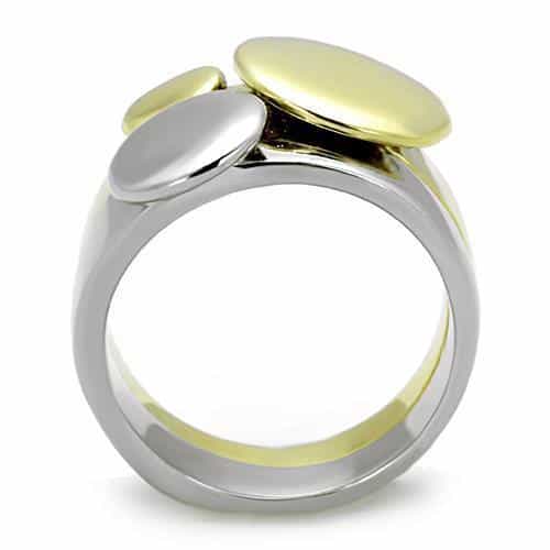 Stainless Steel Gold IP Two-Tone Disc Ring view 7