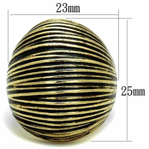 Stainless Steel Gold Antiqued Woodgrain Textured Dome Ring view 6