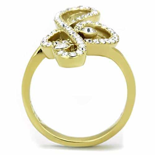 Stainless Steel Gold CZ Pave Treble Clef Music Note Ring view 3