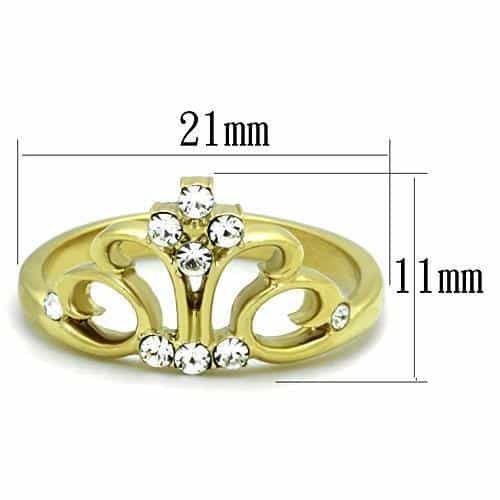 Stainless Steel Gold CZ Fleur De Lis Crown Tiara Ring view 6