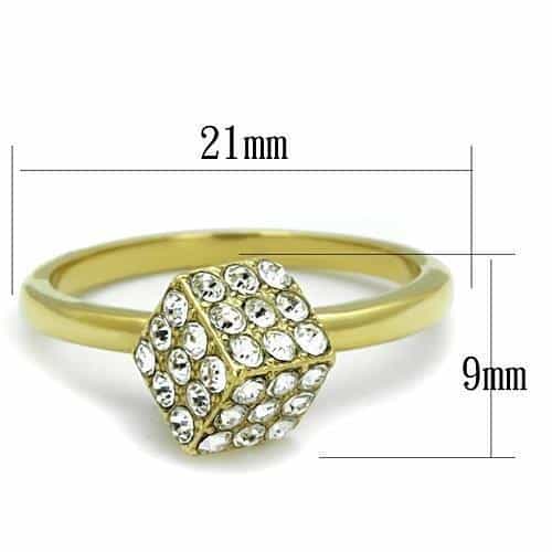Stainless Steel Gold CZ Pave Diamond Square Cluster Ring view 6