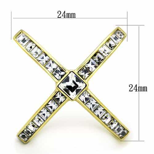 Stainless Steel CZ X Cross Baguette Ring | The Stainless Jewelry view 6
