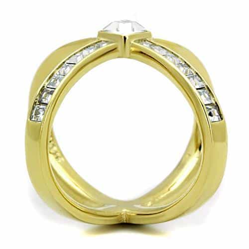 Stainless Steel CZ X Cross Baguette Ring | The Stainless Jewelry view 3