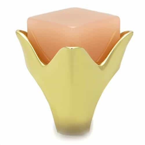 Stainless Steel Gold Peach Cats Eye Square Cabochon Ring view 8