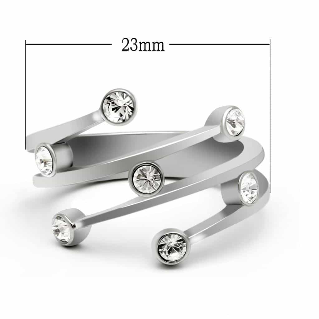 Stainless Steel CZ Double Band Open Tip Ring view 15