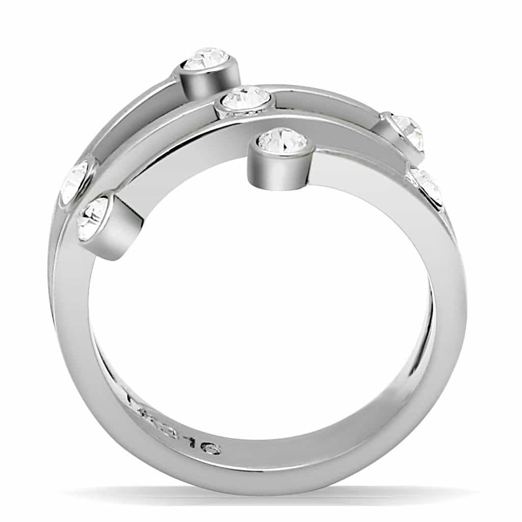 Stainless Steel CZ Double Band Open Tip Ring view 16