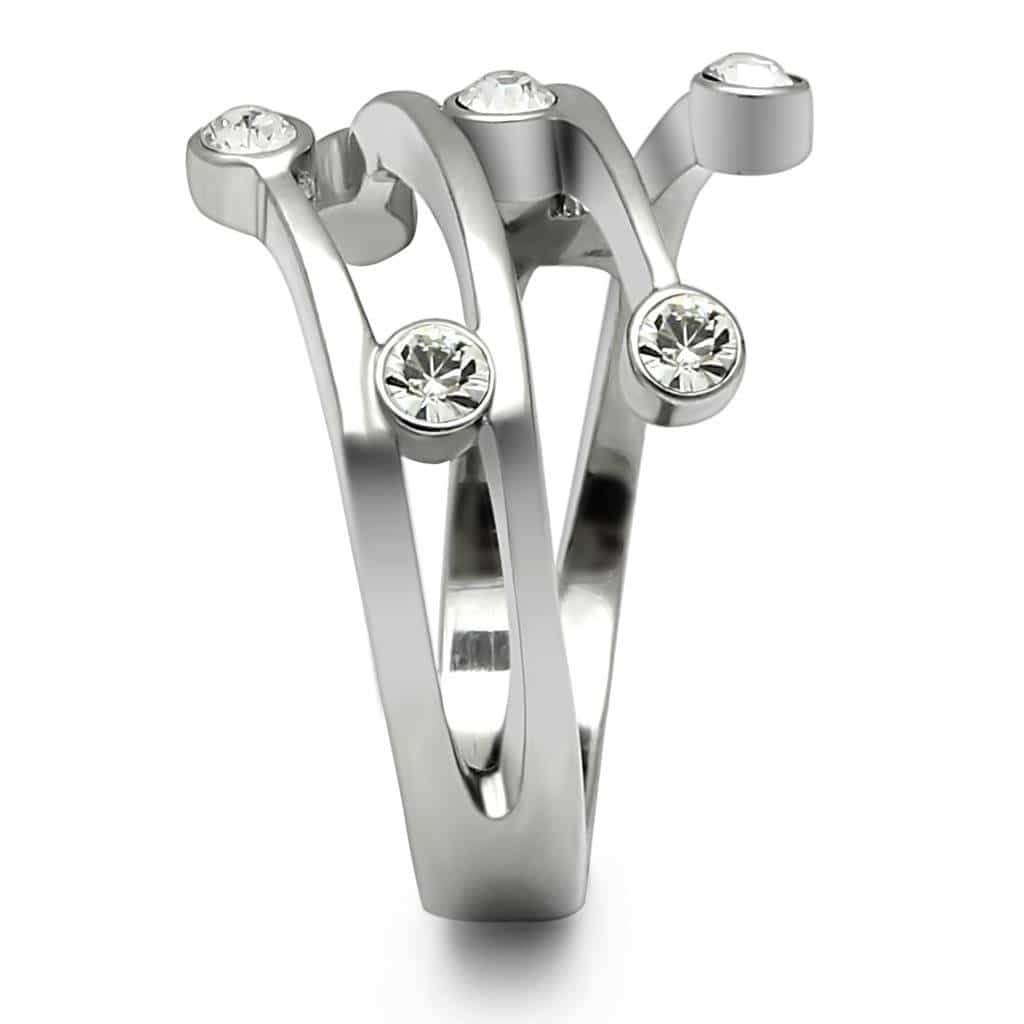 Stainless Steel CZ Double Band Open Tip Ring view 8