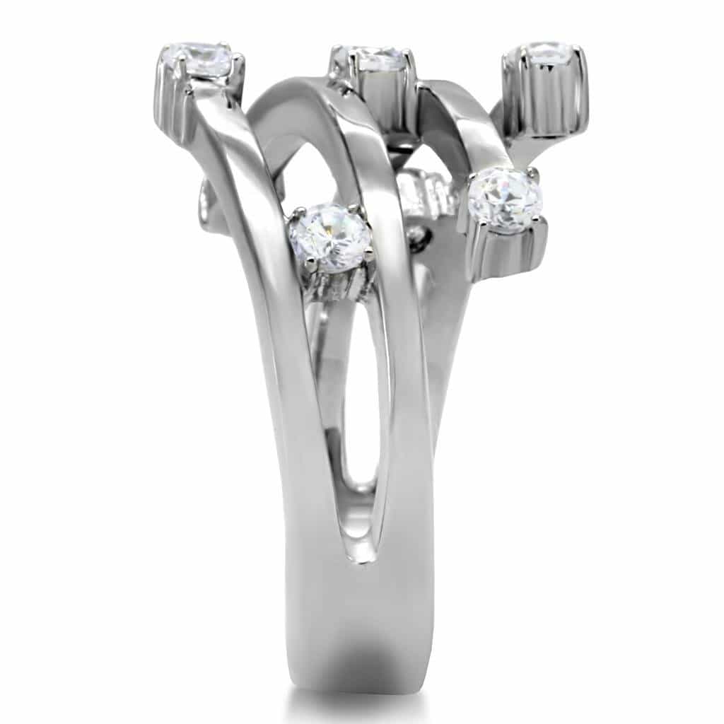 Stainless Steel CZ Double Band Open Tip Ring view 18