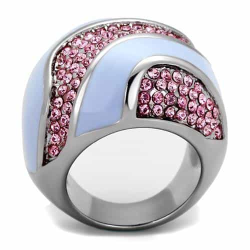 Stainless Steel Lavender Pink Stripe Ring | The Stainless Jewelry view 3