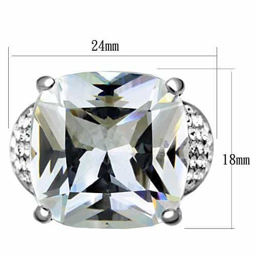 Stainless Steel CZ Large Cushion Pave Wide Cocktail Ring view 6