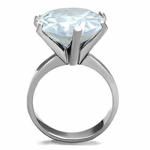 Stainless Steel CZ Large Pear Solitaire Ring view 7
